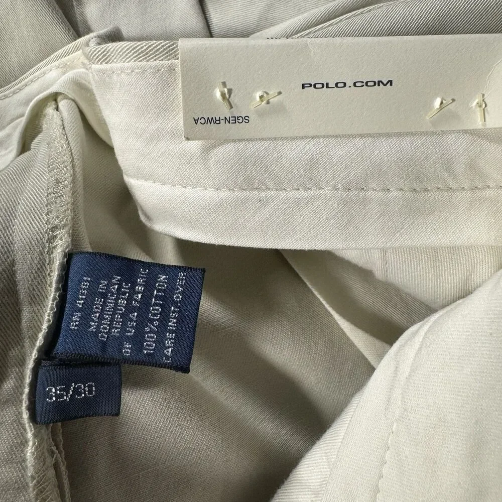 Vintage NOS Polo Ralph Lauren Andrew Pant Double Pleated Men’s 35x30 Beige New